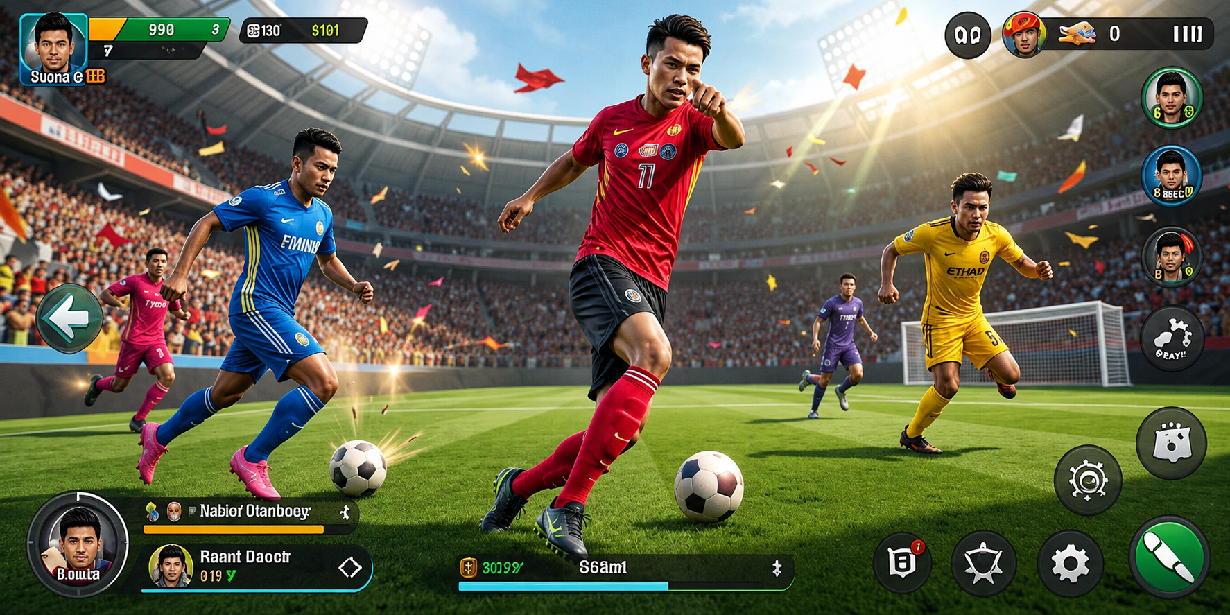 Tampilan menarik dari gameplay yyrr yang menggambarkan berbagai olahraga.